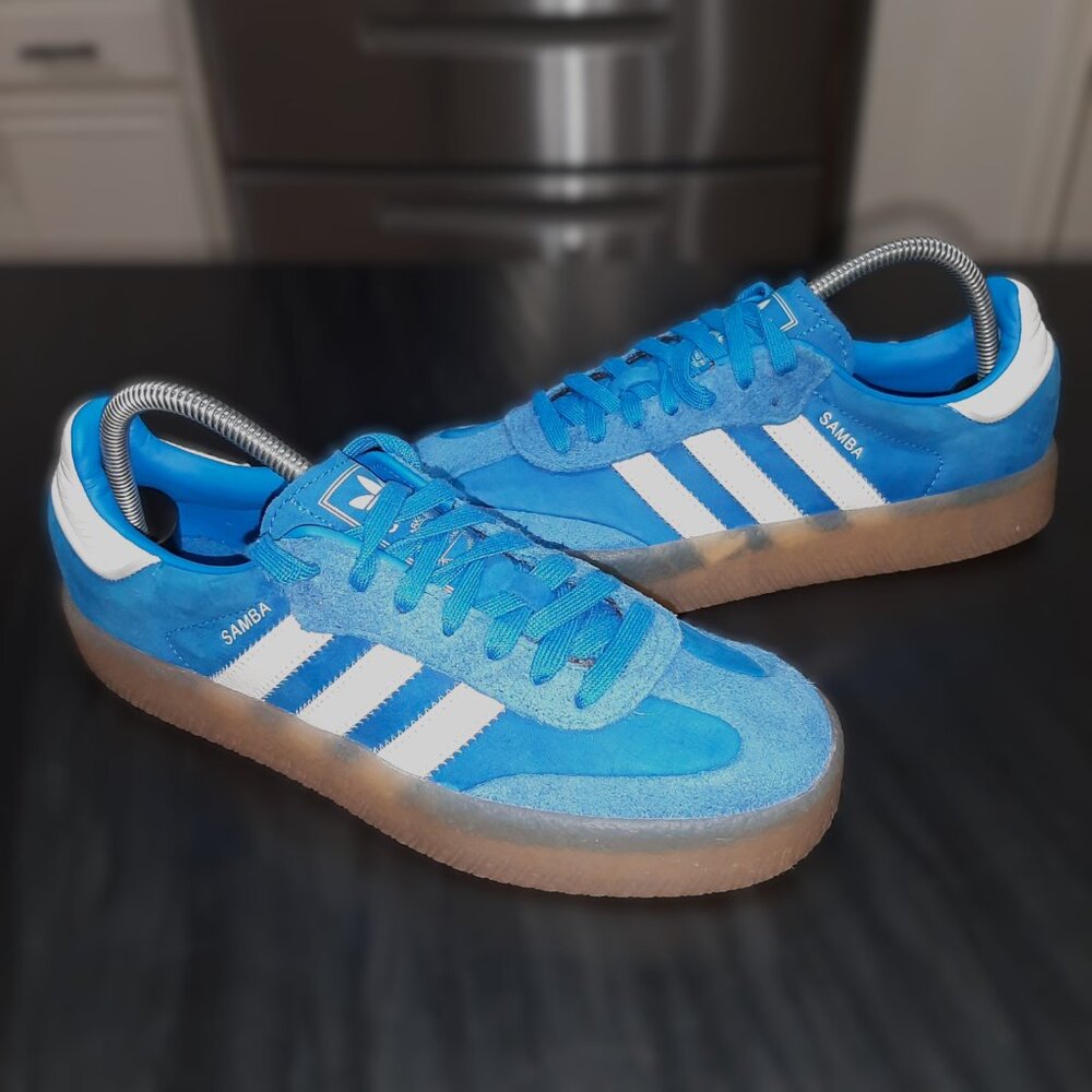 Adidas Womens Samba Sambae JI2743 Blue White Gum Casual Sneakers Size 8.5 - Picture 2 of 16